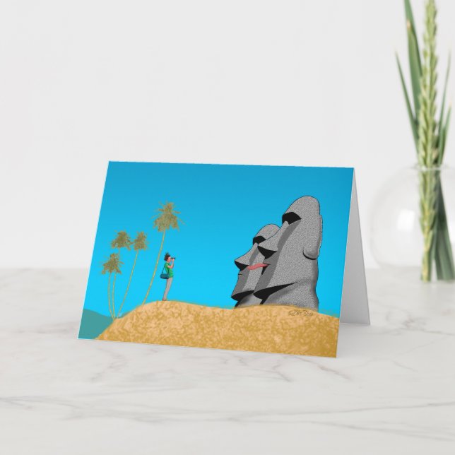 Surprise On Rapa Nui - Birthday Card (Front)