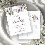 SURPRISE PARTY 21st Birthday Purple Lilac Floral Invitation Postcard<br><div class="desc">Soft watercolor purple lilacs create a pretty springtime surprise party birthday invitation. The typography adds an elegant aesthetic. It is part of the Purple Spring Lilac Flower collection. It lets you choose a theme and then easily create a unique invitation suite, welcome signs and party decorations. Party planning becomes fun...</div>