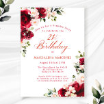 SURPRISE PARTY 21st Birthday Red Pink Floral Invitation<br><div class="desc">Red roses and blush pink peonies are nestled in dark green leaves on this birthday invitation. Classic script calligraphy lets your guests know it's a milestone birthday and who the birthday celebrant is. This item is part of the Red Rose Pink Peony collection. It contains the templates you can use...</div>