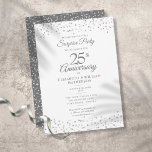 Surprise Party 25th Anniversary Silver Love Hearts Invitation<br><div class="desc">Featuring delicate silver love hearts confetti. Personalise with your special twenty-five years silver anniversary surprise party information in chic lettering. Designed by Thisisnotme©</div>