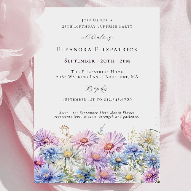 SURPRISE PARTY 25th September Birth Month Flower Invitation (Creator Uploaded)