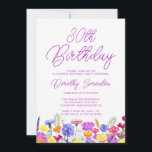 SURPRISE PARTY 30TH Birthday Purple Wildflower Invitation<br><div class="desc">A pretty wildflower border decorates the bottom of this adult 30th birthday surprise party invitation. Purple, blue, yellow and orange flowers create a colourful and happy design to celebrate this milestone birthday. Modern and simple purple calligraphy adds a trendy touch to keep it fresh. The open and carefree lettering flow...</div>