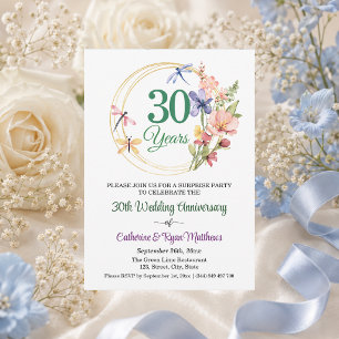 Surprise Party 30th Wedding Anniversary Floral Invitation