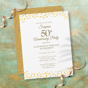 Surprise Party 50th Golden Anniversary Confetti Postcard