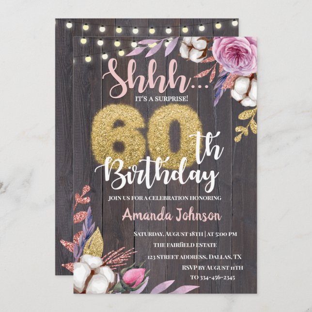 Surprise Party 60e anniversaire Invitation (Devant / Derrière)