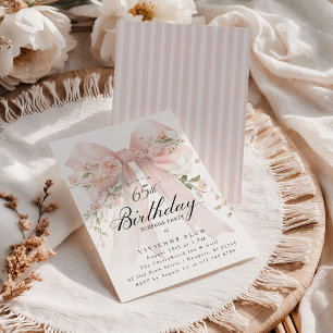 SURPRISE PARTY 65th Birthday Elegant Pink Floral Invitation