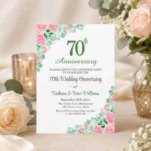 Surprise Party 70th Wedding Anniversary Roses Invitation