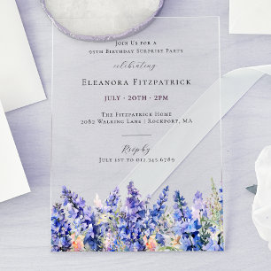 SURPRISE PARTY 95th July Birth Month Flower Acrylic Invitations