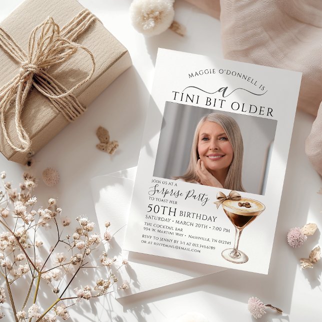 SURPRISE PARTY A Tini Bit Older Martini 50th Invitation (Creator Uploaded)