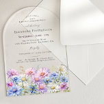 SURPRISE PARTY ARCH 65 September Birth Flower Acrylic Invitations<br><div class="desc">Elegant watercolor asters create a floral border at the bottom of this arch-shaped acrylic surprise party birthday invitation. The soft pastel purple,  pink blue and white flowers are the September birthday month flower making this the perfect theme for your September birthday.</div>
