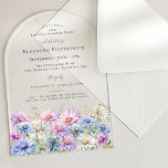 SURPRISE PARTY ARCH 70 September Birth Flower Acrylic Invitations<br><div class="desc">Elegant watercolor asters create a floral border at the bottom of this arch-shaped acrylic surprise party birthday invitation. The soft pastel purple,  pink blue and white flowers are the September birthday month flower making this the perfect theme for your September birthday.</div>