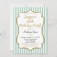 Surprise Party Birthday Seafoam Mint Green Gold
