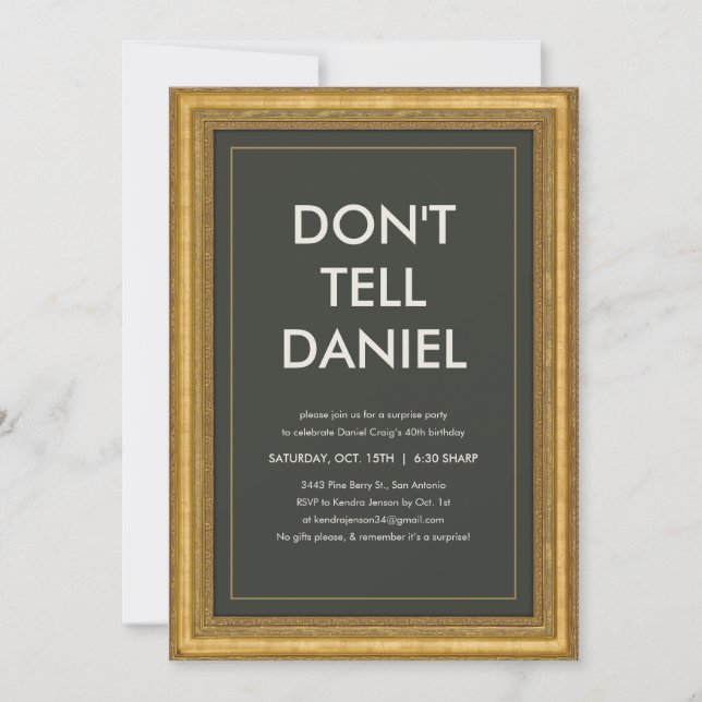 Surprise Party Don’t Tell Invitations (Front)