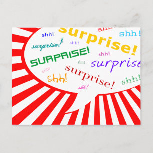 surprise party invitation : comic speech bubble postcard