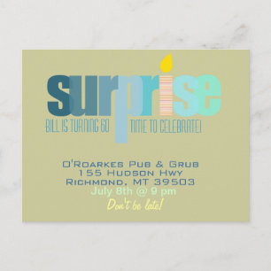Surprise Party - Let's Celebrate!  Blue Hues Invitation Postcard