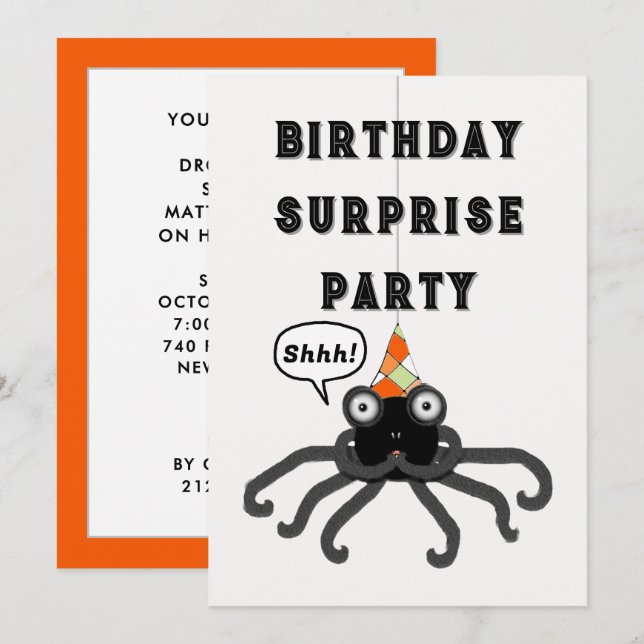 Surprise Party October Halloween Birthday Invitation (Front/Back)