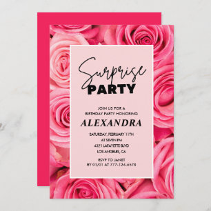 Surprise party Pink Floral 63rd birthday Invitation