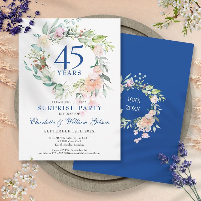 Surprise Party Roses Garland 45th 65th Anniversary Invitation (Surprise Party Roses Garland 45th 65th Anniversary Invitation)