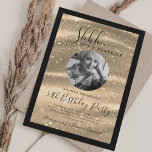 SURPRISE Photo 50th Birthday Gold Glam Sparkle Invitation<br><div class="desc">An elegant "50th Birthday" party invitation design with personalized photo,  modern typography and a sparkling fabric background.</div>