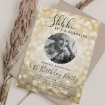 SURPRISE Photo 50th Birthday Gold Sparkle Bokeh Invitation<br><div class="desc">An elegant "50th Birthday" party invitation design with personalized photo,  modern typography and a bokeh lights background.</div>