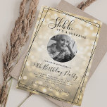 SURPRISE Photo 50th Birthday Gold Sparkle Bokeh Invitation<br><div class="desc">An elegant "50th Birthday" party invitation design with personalized photo,  modern typography and a bokeh lights background.</div>