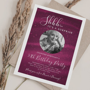 SURPRISE Photo 50th Birthday Party Hot Pink Glam  Invitation