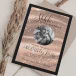 SURPRISE Photo 50th Birthday Rose Gold Glam  Invitation<br><div class="desc">An elegant "50th Birthday" party invitation design with personalized photo,  modern typography and a sparkling fabric background.</div>