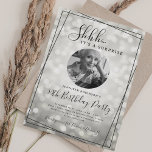 SURPRISE Photo 50th Birthday Silver Sparkle Bokeh Invitation<br><div class="desc">An elegant "50th Birthday" party invitation design with personalized photo,  modern typography and a bokeh lights background.</div>