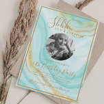 SURPRISE Photo 50th Birthday Turquoise Marble  Invitation<br><div class="desc">An elegant "50th Birthday" party invitation design with personalized photo,  modern typography and a faux sparkling Marble background.</div>