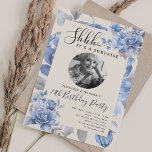 SURPRISE Photo 70th Birthday Garden in Bloom Blue  Invitation<br><div class="desc">An elegant "70th Birthday" party invitation design with personalized photo,  modern typography and a Garden in Bloom background.</div>
