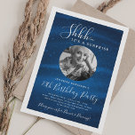 SURPRISE Photo 70th Birthday Party Blue Glam  Invitation<br><div class="desc">An elegant "70th Birthday" party invitation design with personalized photo,  modern typography and a sparkling fabric background.</div>