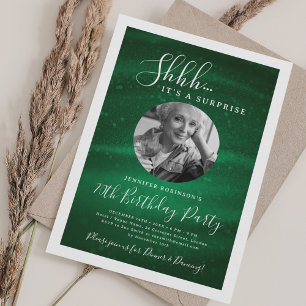 SURPRISE Photo 70th Birthday Party Green Glam Invitation