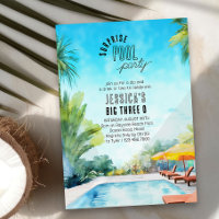 Surprise Pool Party Watercolor Adult Birthday