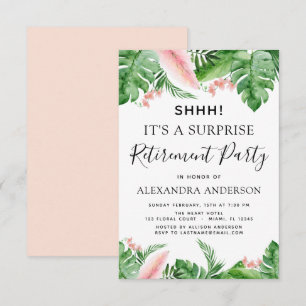 Surprise Retirement Party Tropical Palm Floral Invitation