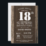 Surprise Rustic 18th Birthday Invitation Vintage<br><div class="desc">Surprise Rustic 18th Birthday Invitation with Rustic Wood Background. Vintage Retro Country. Adult Birthday. Male Men or Women Birthday. Kids Boy or Girl Lady Teen Teenage Bday Invite. 13th 15th 16th 18th 20th 21st 30th 40th 50th 60th 70th 80th 90th 100th. Any Age. For further customization, please click the "Customize...</div>
