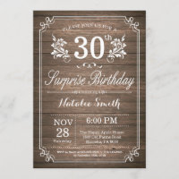 Surprise Rustic 30e anniversaire Invitation Floral