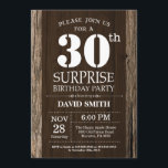 Surprise Rustic 30th Birthday Invitation Vintage<br><div class="desc">Surprise Rustic 30th Birthday Invitation with Rustic Wood Background. Vintage Retro Country. Adult Birthday. Male Men or Women Birthday. Kids Boy or Girl Lady Teen Teenage Bday Invite. 13th 15th 16th 18th 20th 21st 30th 40th 50th 60th 70th 80th 90th 100th. Any Age. For further customization, please click the "Customize...</div>