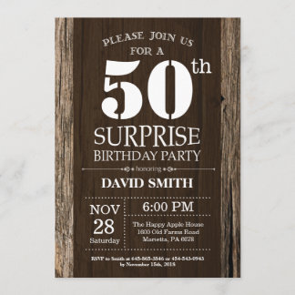Surprise Rustic 50e anniversaire Invitation Vintag