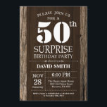 Surprise Rustic 50th Birthday Invitation Vintage<br><div class="desc">Surprise Rustic 50th Birthday Invitation with Rustic Wood Background. Vintage Retro Country. Adult Birthday. Male Men or Women Birthday. Kids Boy or Girl Lady Teen Teenage Bday Invite. 13th 15th 16th 18th 20th 21st 30th 40th 50th 60th 70th 80th 90th 100th. Any Age. For further customization, please click the "Customize...</div>