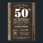 Surprise Rustic 50th Birthday Invitation Vintage<br><div class="desc">Surprise Rustic 50th Birthday Invitation with Rustic Wood Background. Vintage Retro Country. Adult Birthday. Male Men or Women Birthday. Kids Boy or Girl Lady Teen Teenage Bday Invite. 13th 15th 16th 18th 20th 21st 30th 40th 50th 60th 70th 80th 90th 100th. Any Age. For further customization, please click the "Customize...</div>