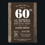 Surprise Rustic 60th Birthday Invitation Vintage<br><div class="desc">Surprise Rustic 60th Birthday Invitation with Rustic Wood Background. Vintage Retro Country. Adult Birthday. Male Men or Women Birthday. Kids Boy or Girl Lady Teen Teenage Bday Invite. 13th 15th 16th 18th 20th 21st 30th 40th 50th 60th 70th 80th 90th 100th. Any Age. For further customization, please click the "Customize...</div>