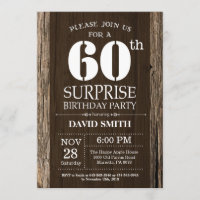 Surprise Rustic 60th Birthday Invitation Vintage