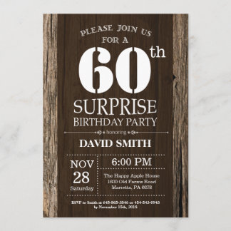 Surprise Rustic 60th Birthday Invitation Vintage