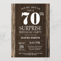Surprise Rustic 70e anniversaire Invitation Vintag