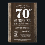 Surprise Rustic 70th Birthday Invitation Vintage<br><div class="desc">Surprise Rustic 70th Birthday Invitation with Rustic Wood Background. Vintage Retro Country. Adult Birthday. Male Men or Women Birthday. Kids Boy or Girl Lady Teen Teenage Bday Invite. 13th 15th 16th 18th 20th 21st 30th 40th 50th 60th 70th 80th 90th 100th. Any Age. For further customization, please click the "Customize...</div>