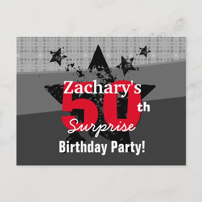 SURPRISE Save the Date 50th Birthday Party A02B Announcement Postcard (Front)