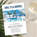 Surprise Summer Party Any Age Adult Pool Birthday Invitation<br><div class="desc">Surprise summer party birthday invitation - perfect for pool party, beach party, cocktail party etc and editable for any age, such as 40th birthday, 21st birthday or skip the number altogether if age is a secret! The modern elegant watercolor design features a cool pool with tropical palm trees on the...</div>