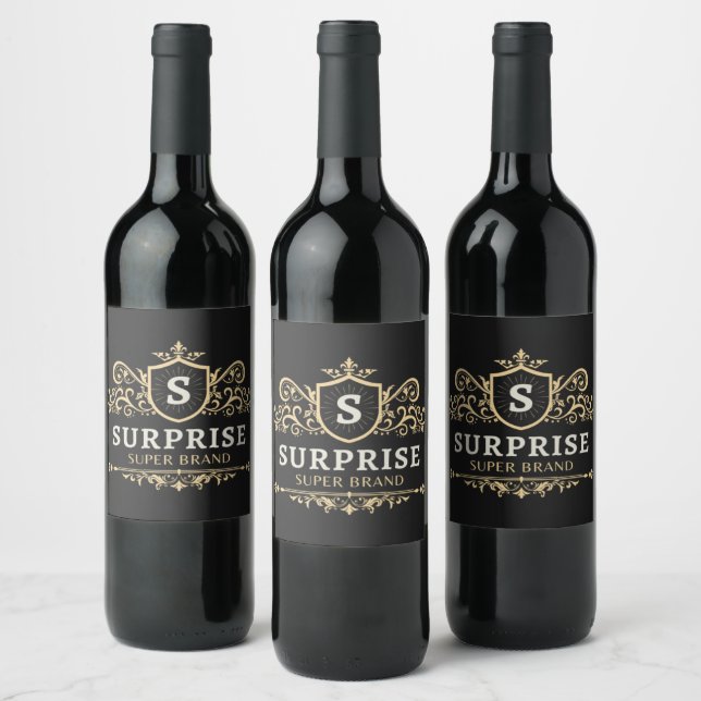 surprise super brand luxury wedding party modern b wine label (Bottles)