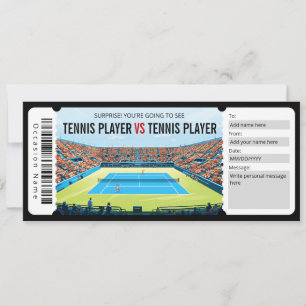 Surprise Tennis Match Ticket Gift Certificate Invitation