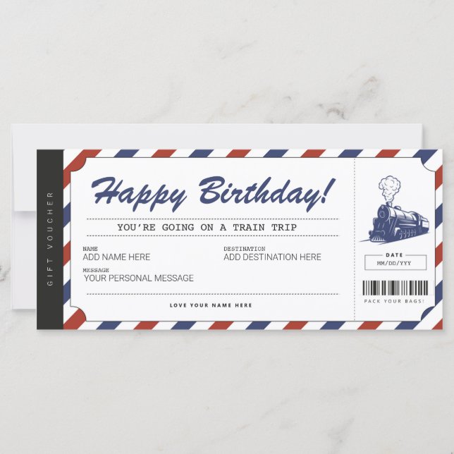 Surprise Train Trip Ticket Gift Voucher (Front)